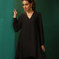 trueBrowns Black Silk Collar Co-ord Set - Swadesiicart