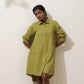 trueBrowns Pear Green Cotton Linen Dress | Swadesiicart