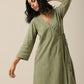 trueBrowns Sage Slub Texture Angrakha Pant Set | Relove | Swadesiicart