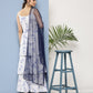 Ahalyaa Women White Floral Printed Sequinned Kurta with Sharara & With Dupatta | Swadesiicart