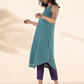 trueBrowns Turquoise Cotton Dobby Sleeveless Kurta Pant Set | Swadesiicart