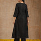 trueBrowns Black Gold Cotton Angrakha Kurta Set | Swadesiicart