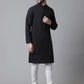 Even Apparels Black Striped Kurta With Band Collar | Swadesiicart