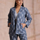 trueBrowns Grey On Grey Ikat Print Cotton Pant Suit Set | Swadesiicart