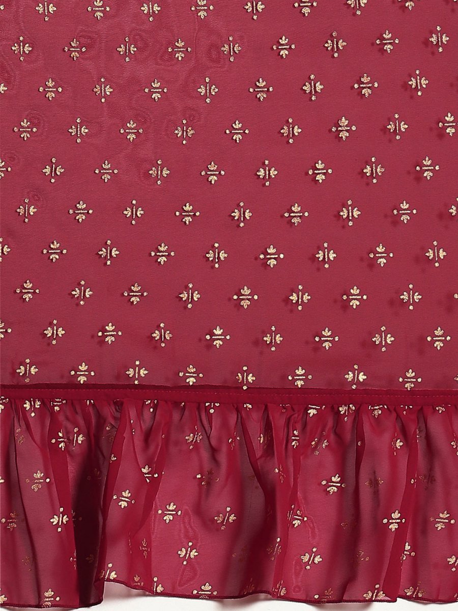 Ahalyaa Printed Ready To Wear Ruffles Saree | Swadesiicart
