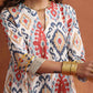 trueBrowns Off White Ikat Print Anarkali Kurta Co-ord Set - Swadesiicart