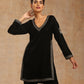 trueBrowns Black Velvet Embroidered Co-ord Set - Swadesiicart