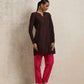 trueBrowns Cola Silk Kurta Co-ord Set - Swadesiicart