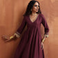 trueBrowns Maroon Flared Anarkali Kurta Set | Swadesiicart