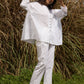 trueBrowns White Cotton Embroidered Relaxed Co-ord Set - Swadesiicart