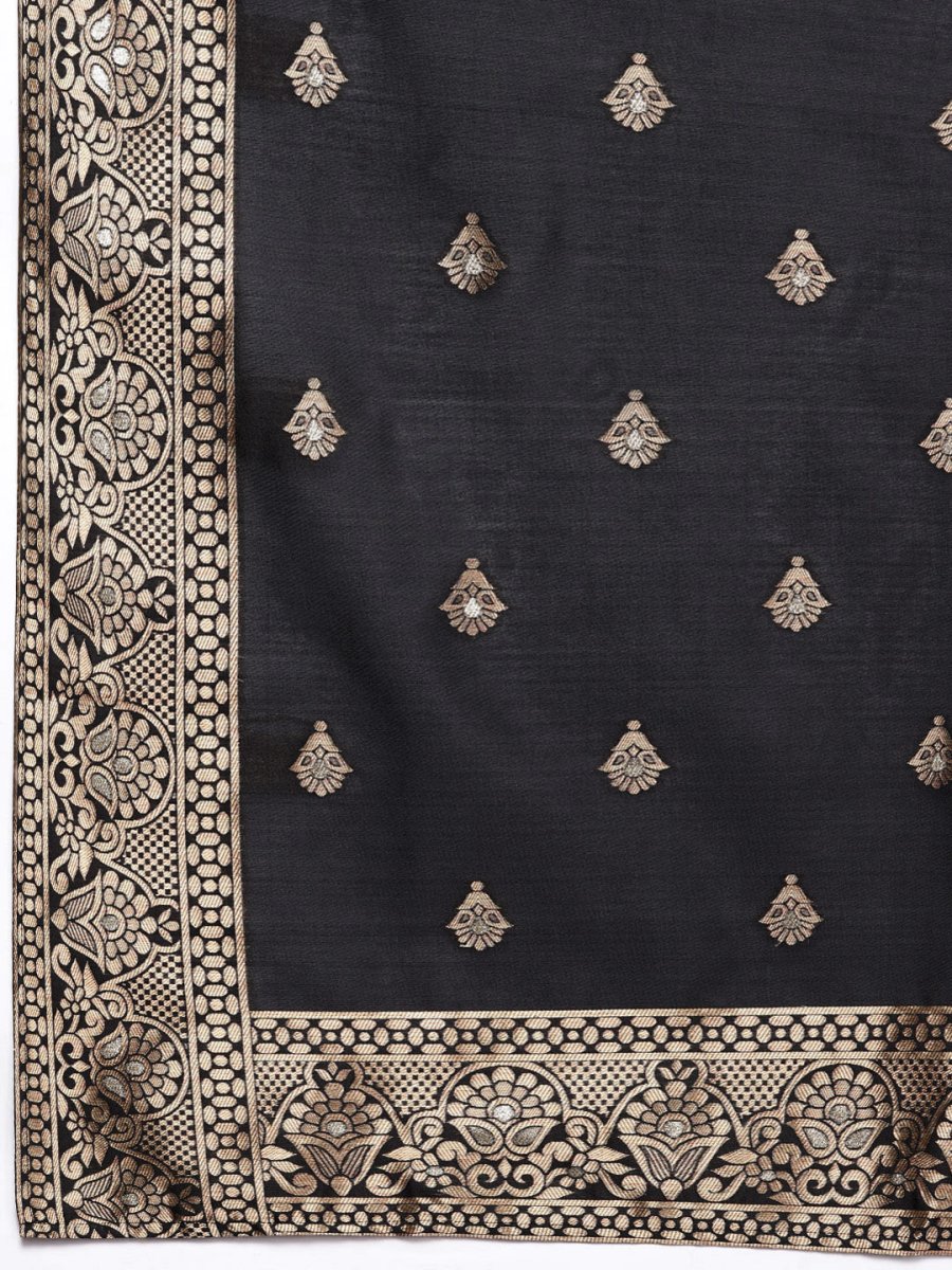 Ahalyaa Unstitched Black Dress Material | Swadesiicart
