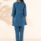 trueBrowns Blue Cotton Dobby Co-ord Set - Swadesiicart