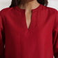 trueBrowns Maroon Slub Highslit Kurta Set | Swadesiicart