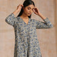 trueBrowns Blue Grey Overall Floral Block On White Print Cotton Kurta Pant Set | Swadesiicart