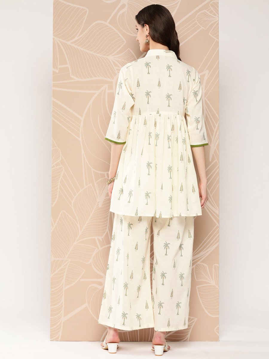 Ahalyaa Printed Cotton Tunic with Palazzos | Swadesiicart
