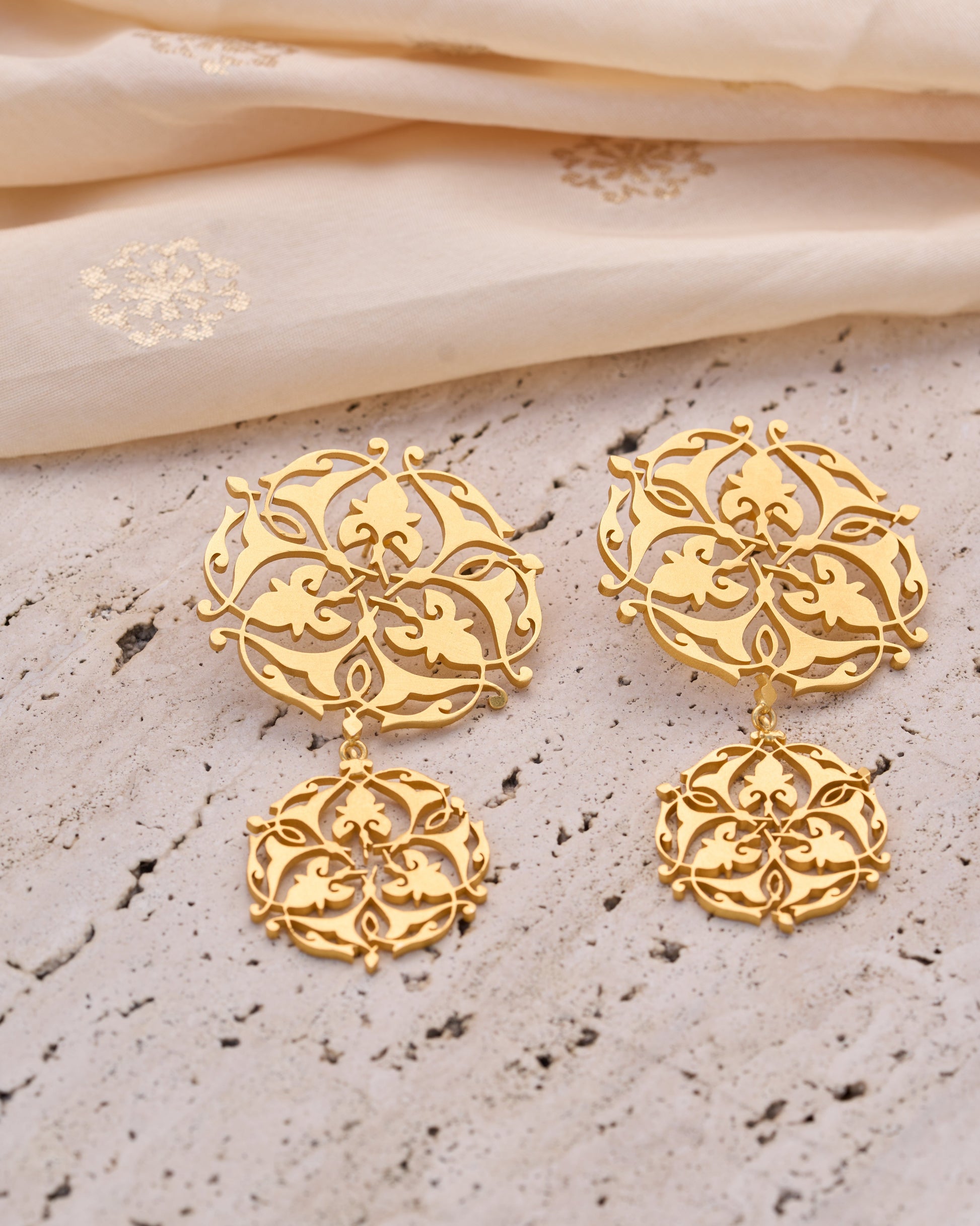 trueBrowns Gold-Polished Circle Drop Earrings | Swadesiicart