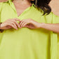 InWeave Women's Lime Green Solid Collar Neck Boho Top Bottom Set - Swadesiicart