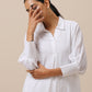 trueBrowns Cotton White Weave Collar Kurta Pant Set | Relove | Swadesiicart
