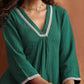 trueBrowns Green Cotton A-line Kurta Set | Swadesiicart