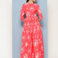 Ahalyaa Floral Printed Pleated Maxi Empire Ethnic Dress | Swadesiicart