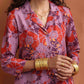 trueBrowns Purple Print Shirt Kurta Set | Swadesiicart
