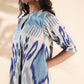 trueBrowns Blue Cotton Ikat Flared Kurta Pant Set | Swadesiicart
