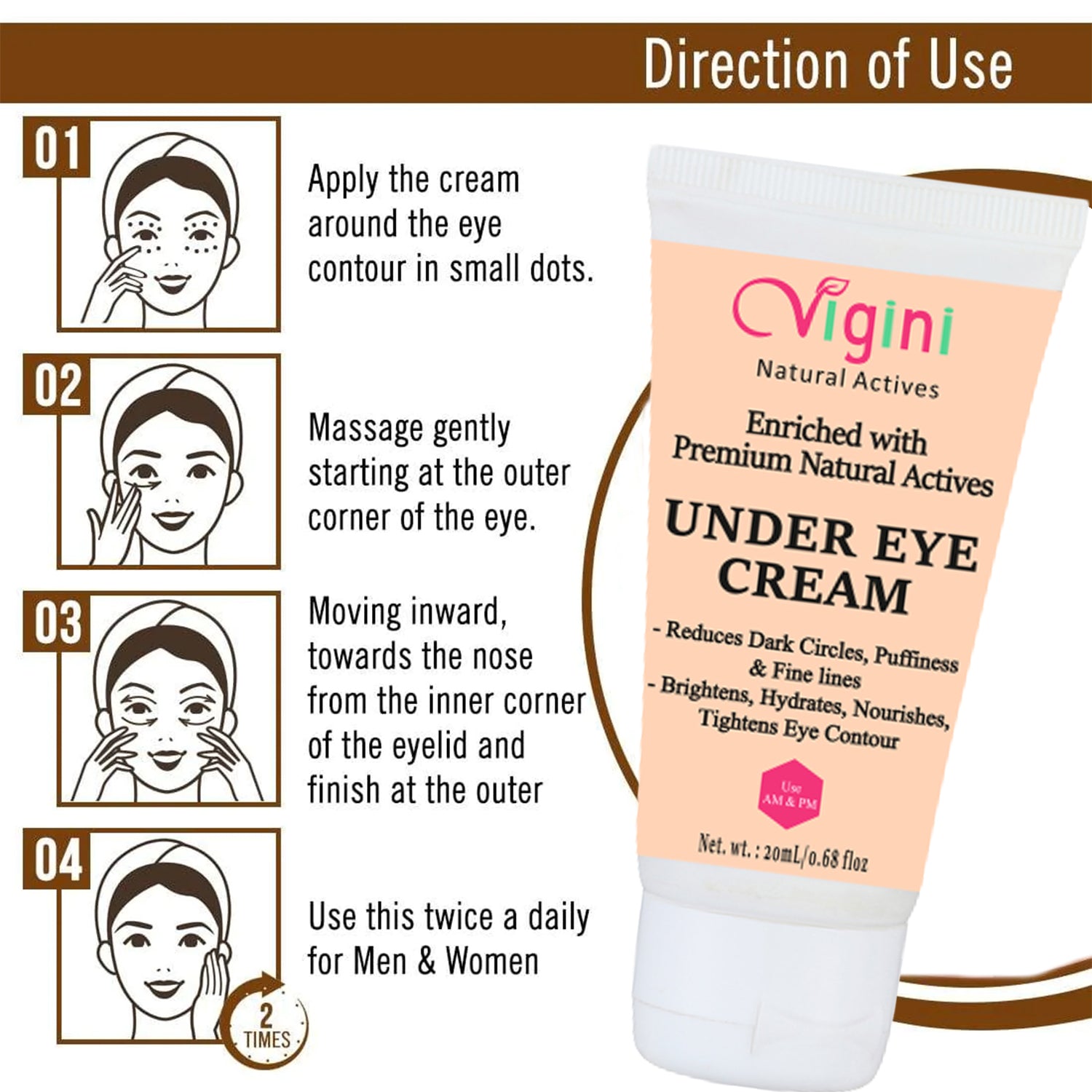 Vigini Under Eye Cream For Dark Circle - Swadesiicart