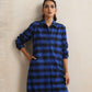 trueBrowns Blue Check Winter Shirt Dress | Swadesiicart