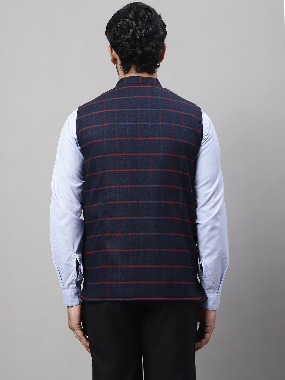 Even Apparels Men's Blue Nehru Jacket With Welt Pockets | Swadesiicart