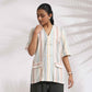 trueBrowns Off-White Cotton Stripe Jacket Top Co-ord Set - Swadesiicart