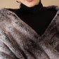 InWeave Women's Dark Grey Duble Shade Long Faux Fur Cape - Swadesiicart