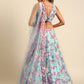 House of Panchhi Turquoise Blue Organza Sequins And Zarkan Embroidery Lehenga Choli & Dupatta | Swadesiicart