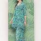 InWeave Women's Turquoise Blue Camelia Printed Ethnic Kurta Set - Swadesiicart