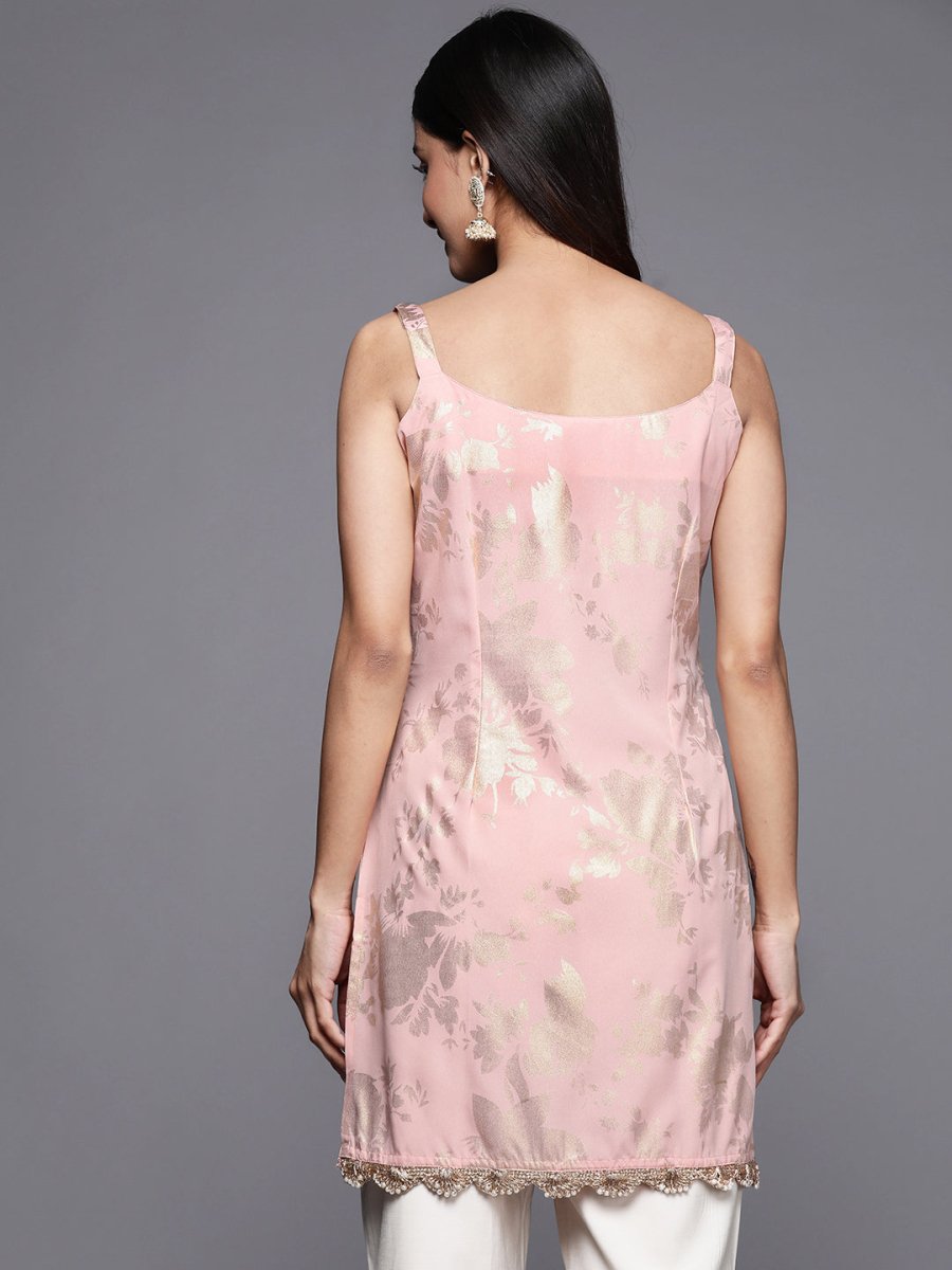 Ahalyaa Square Neck Printed Crepe Tunic With Lace Inserts | Swadesiicart