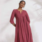 trueBrowns Maroon Cotton Flared Kurta Set | Swadesiicart