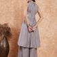 InWeave Light Grey Lurex Halter Neck W/S Kurta Palazzo Set - Swadesiicart