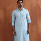 trueBrowns Men's Blue Sequin Chanderi Kurta | Swadesiicart