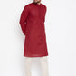 Even Apparels Maroon Pure Cotton Kurta With Band Collar | Swadesiicart