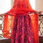 Pomcha Jaipur Tara Orange Printed Anarkali Set | Swadesiicart