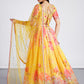House of Panchhi Yellow Colour Organza Floral Design Digital Print Lehenga Choli & Dupatta | Swadesiicart