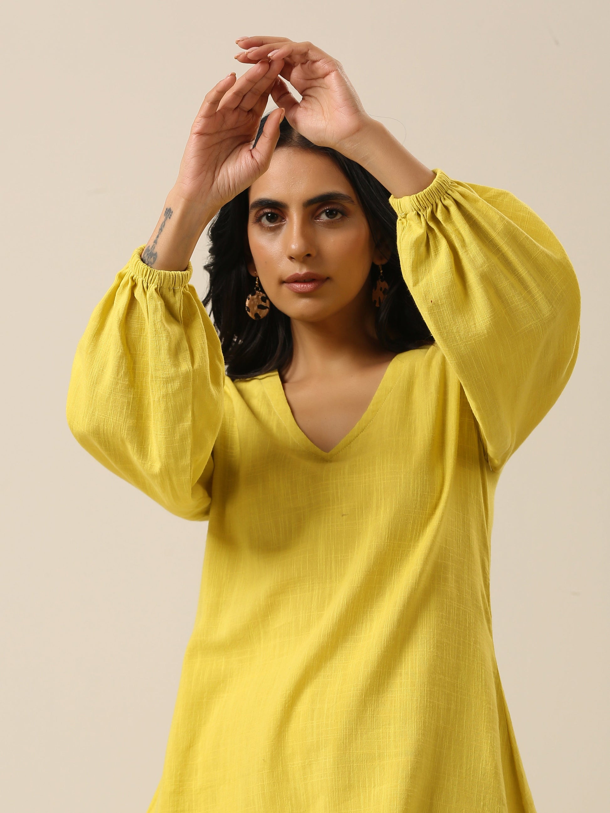 trueBrowns Lime Slub Textured Short Co-Ord Set - Swadesiicart