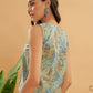 InWeave Dull Green Leaf Floral Print W/U Top - Swadesiicart