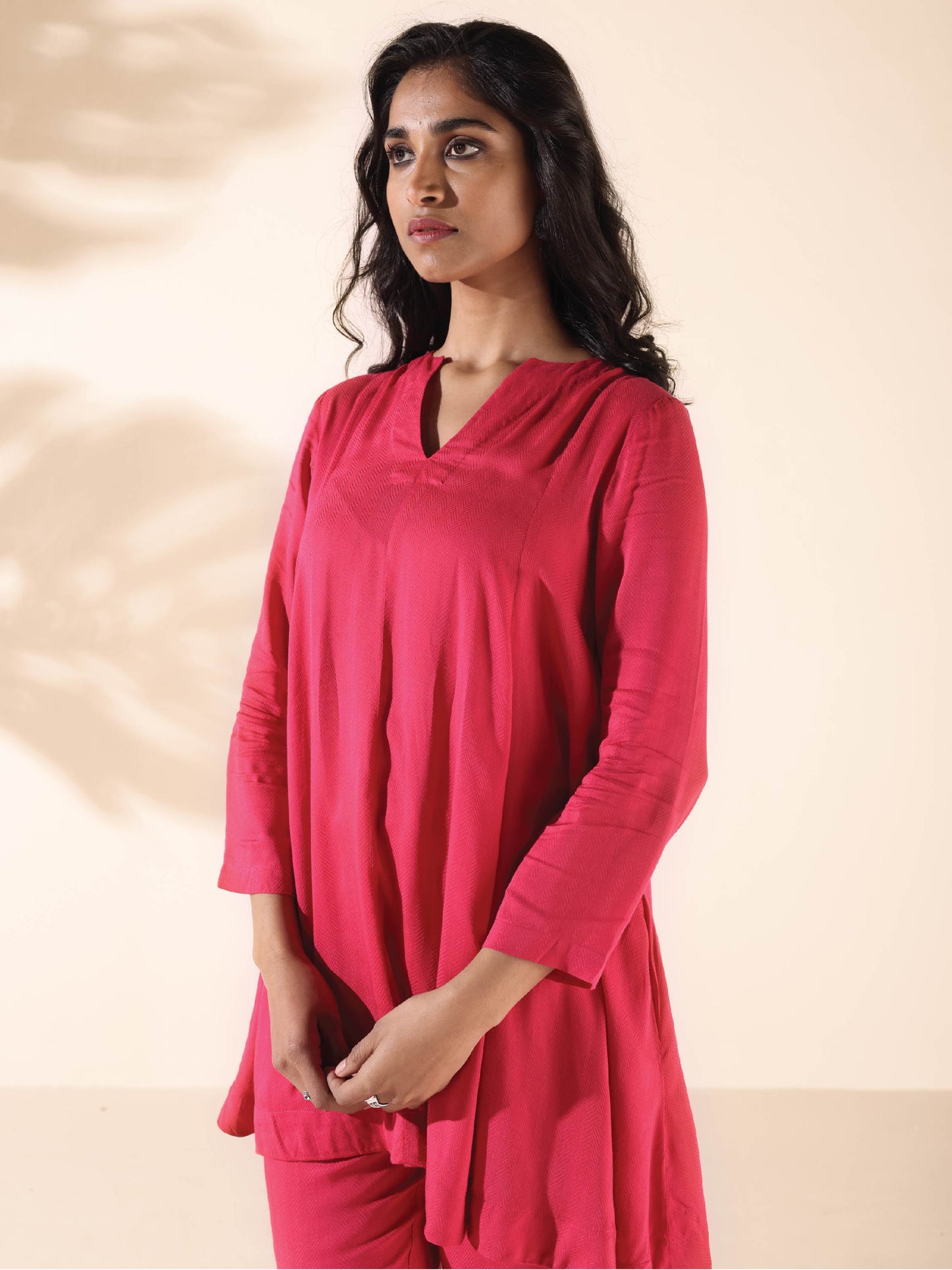 trueBrowns Carrot Viscose Dobby Flared Co-ord Set - Swadesiicart