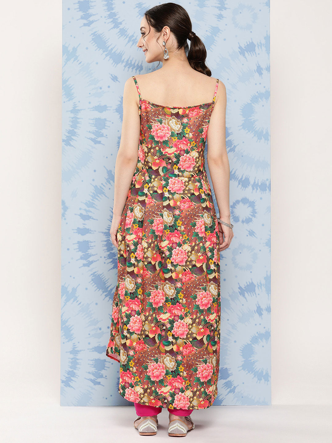 InWeave Women's Mutli Peacock Japanese Art Strappy Set - Swadesiicart