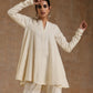 trueBrowns Ivory Gold Cotton Flared Co-Ord Set - Swadesiicart