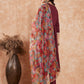 InWeave Women's Dark Burgundy Alia Neck Style Gota Set W Organza Dupatta - Swadesiicart