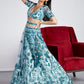 House of Panchhi Turquoise Blue Net Sequins, Mirror And Thread Embroidery Lehenga Choli & Dupatta | Swadesiicart