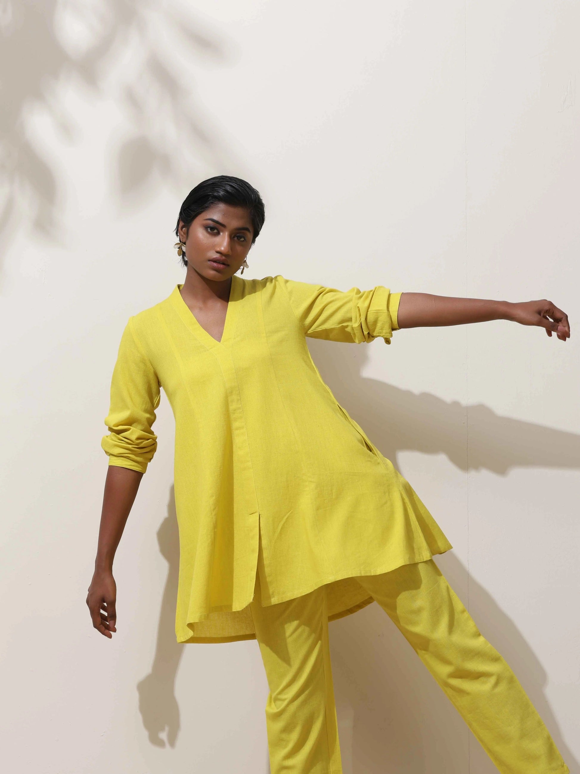 trueBrowns Lime Cotton Linen Co-Ord Set - Swadesiicart