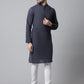 Even Apparels Blue Pure Cotton Kurta With Band Collar | Swadesiicart