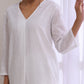 trueBrowns White Dobby Short Asymmetric Co-Ord Set - Swadesiicart